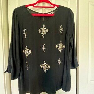 Black  beaded women's top.  Pair with any other item and price is only $5!